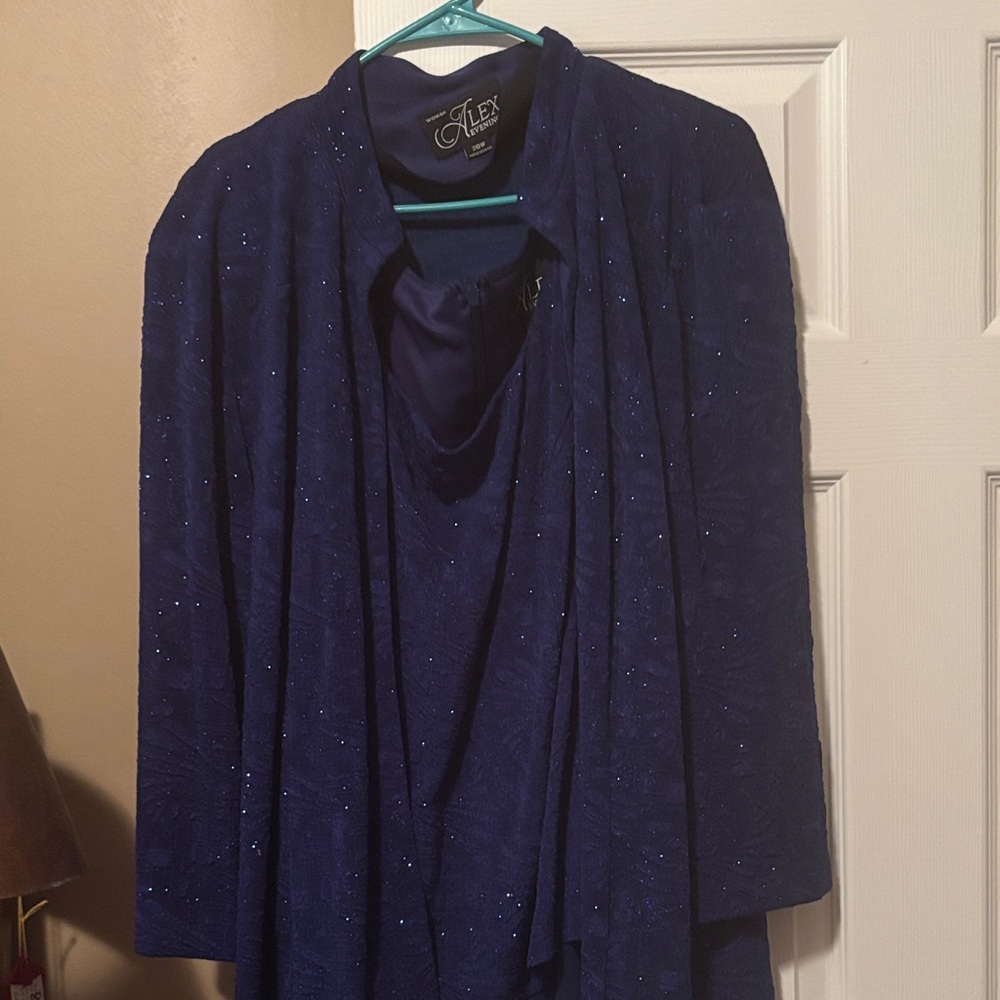 Alex Evenings Royal Blue Sparkle Draped Evening Jacket